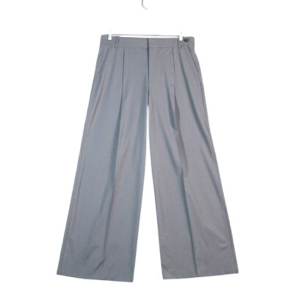 ZARA Wide‎ Leg Pleated Trousers Gray Women's Size L